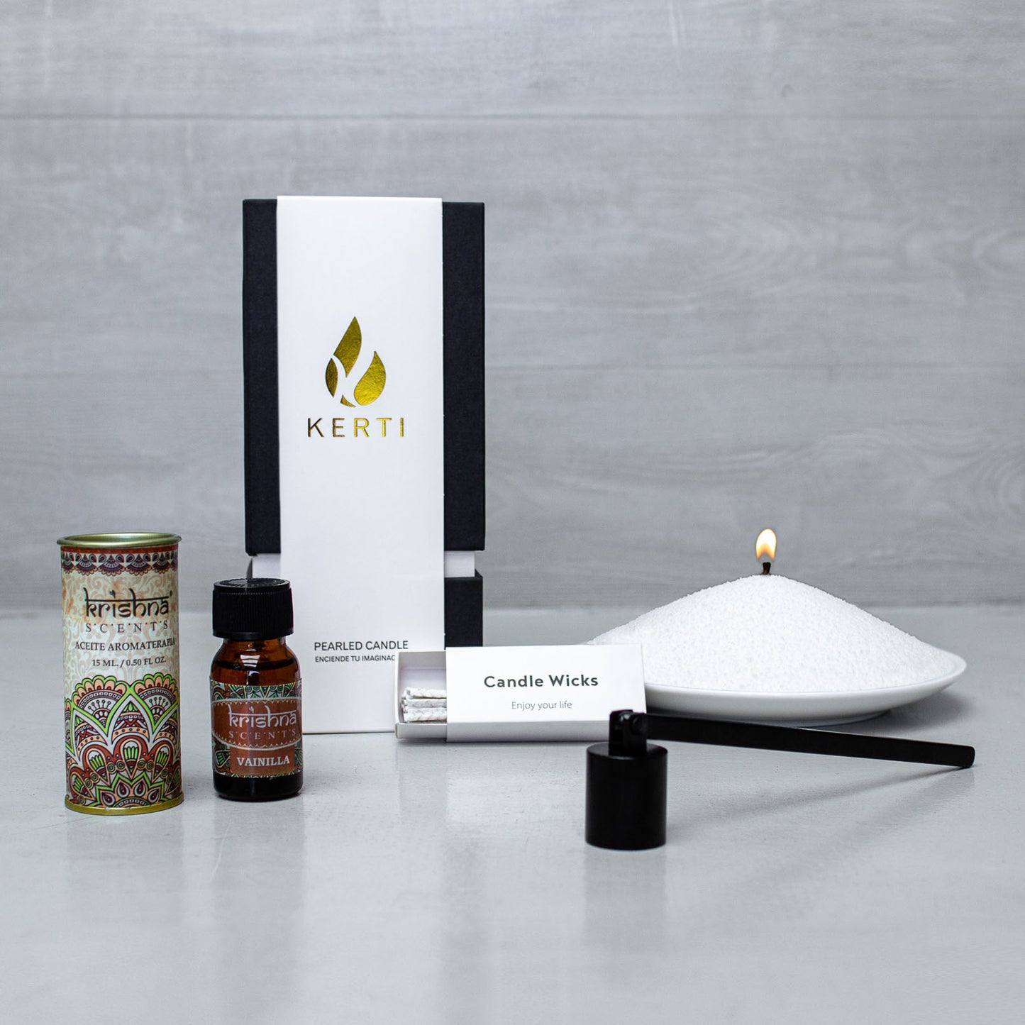 Set Vela Perlada + Apaga Vela + Esencia