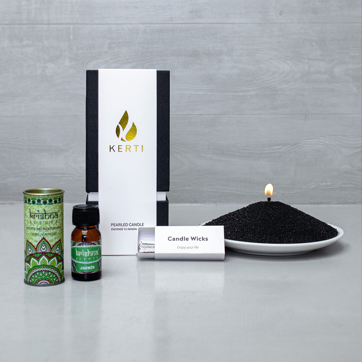 Set Vela Perlada + Esencia Aromática