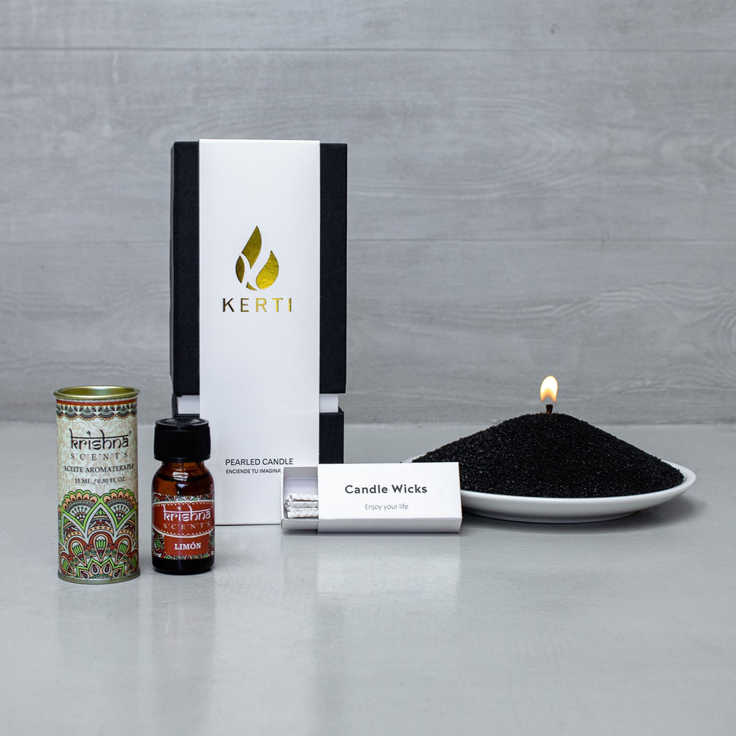 Set Vela Perlada + Esencia Aromática