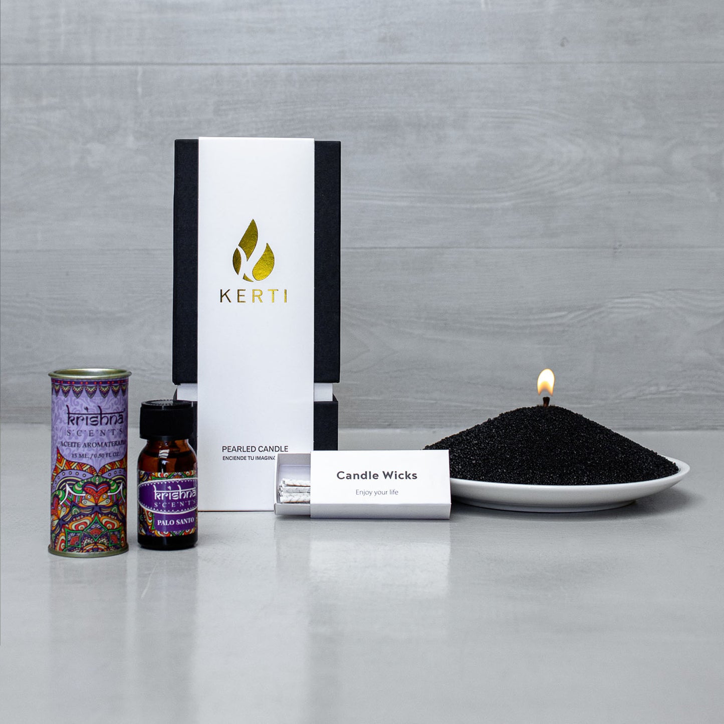 Set Vela Perlada + Esencia Aromática