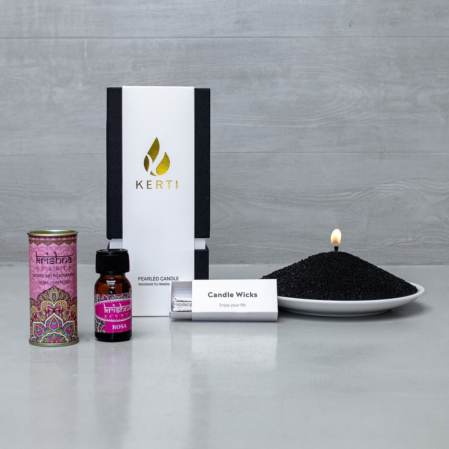 Set Vela Perlada + Esencia Aromática