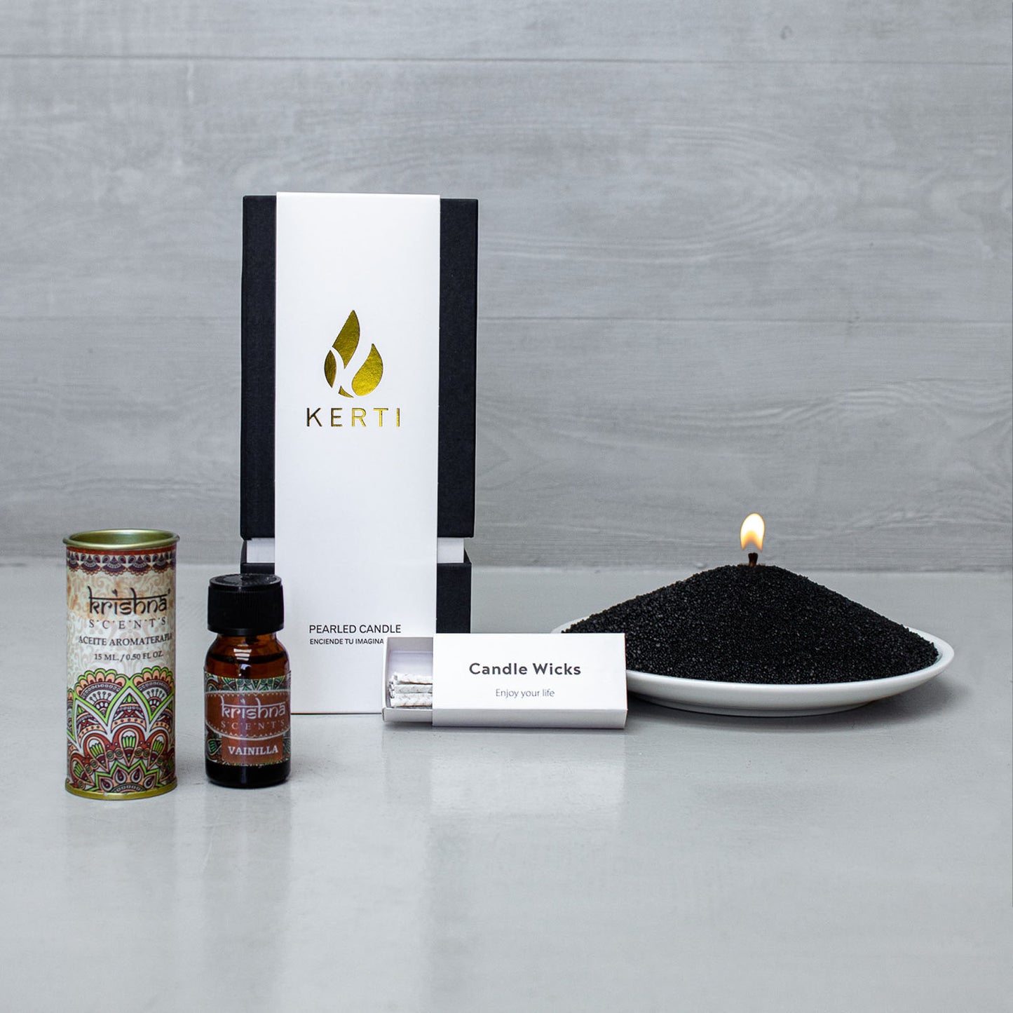 Set Vela Perlada + Esencia Aromática