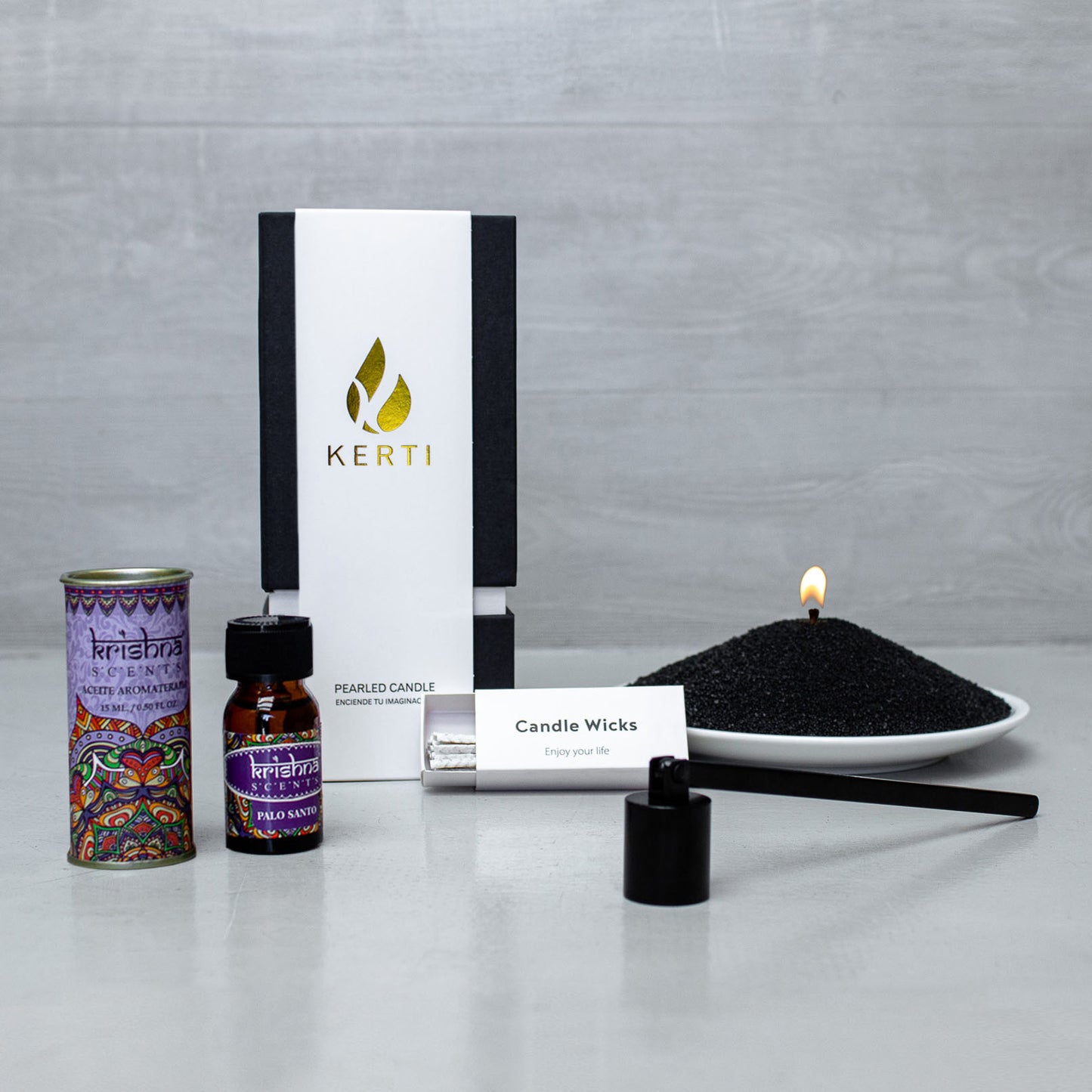Set Vela Perlada + Apaga Vela + Esencia