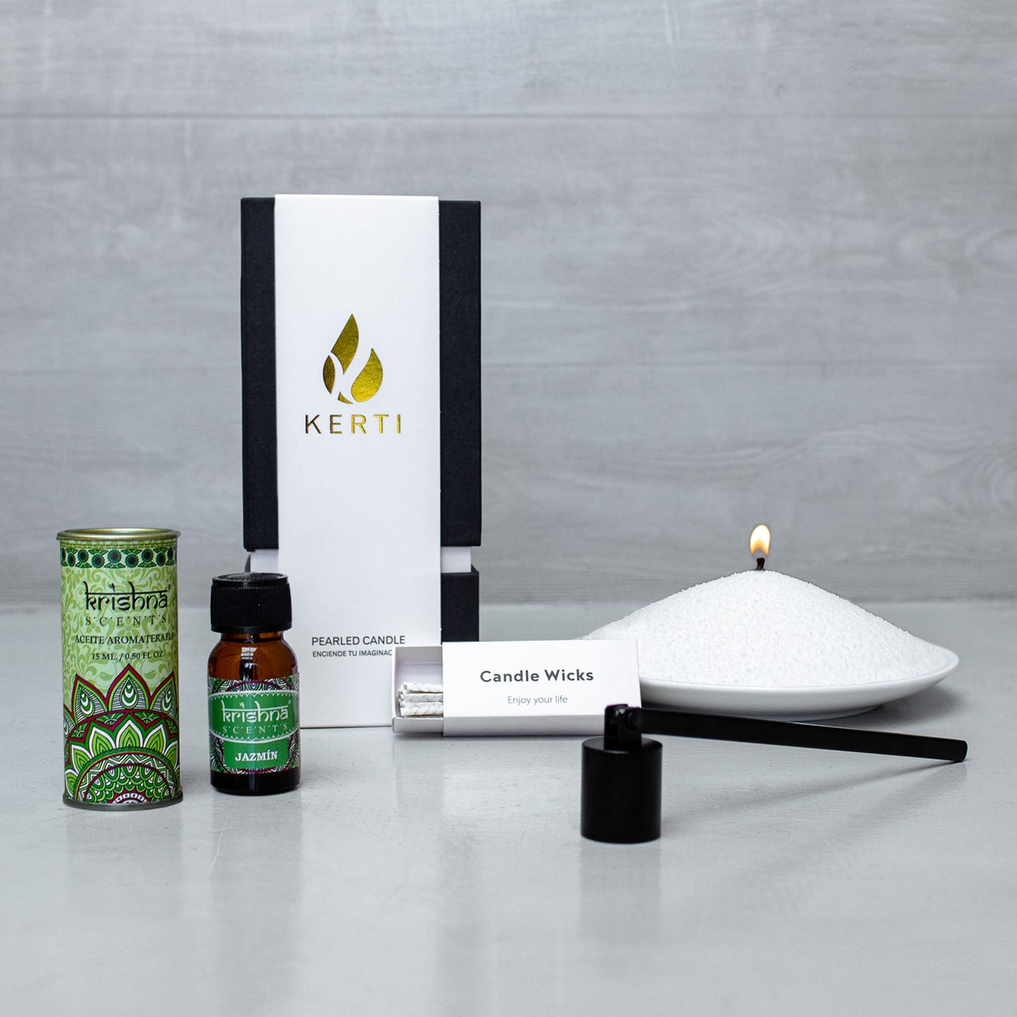 Set Vela Perlada + Apaga Vela + Esencia